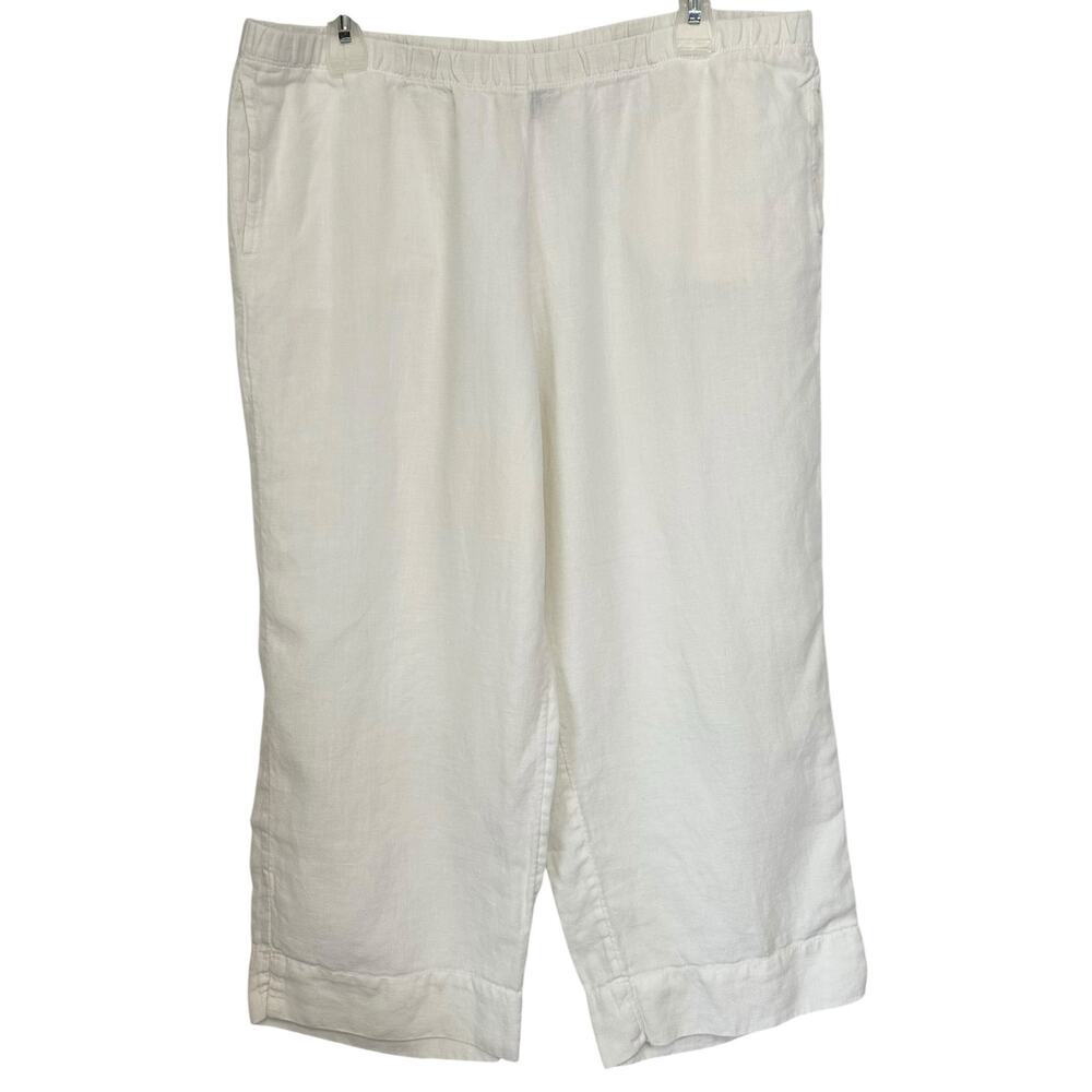 J. Jill Easy Pure Linen Wide Leg Crop Pants White Size Petite MP - Picture 2 of 7